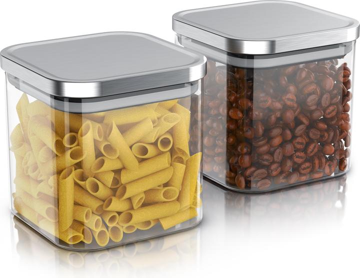 Produktbild Arendo Glasbehälter Set 2er 2×0,8 L Borosilikatglas, Edelstahldeckel mit Silikonring, mikrowellengeeignet (0.77 l)