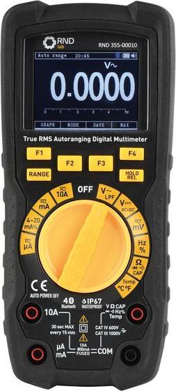 Produktbild RND True RMS-Digitalmultimeter mit automatischer Bereichswahl 1kV 10MHz 50MOhm (CAT III 1000V, CAT IV 600V)