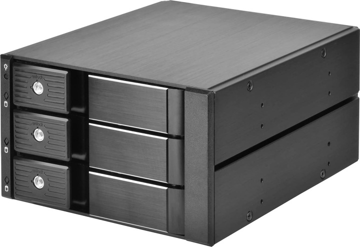 Actual product image Silverstone SST-FS303-12G - 3 Bay Aluminium Trayless Hot Swap Mobile Rack Backplane with Fan and Loc (3.5")