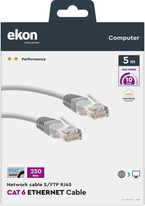 Actual product image Ekon Cat 6 network cable (U/UTP, CAT6, 5 m)