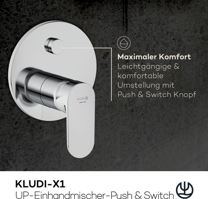 Produktbild Kludi X1 Unterputz Wannefüll-& Brause-Einhandmischer, push & switch