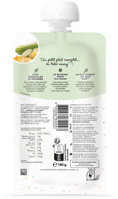 Actual product image Popote Die kleinen Mahlzeiten - Zucchini, Hähnchen und Parmesan BIO (180 g)