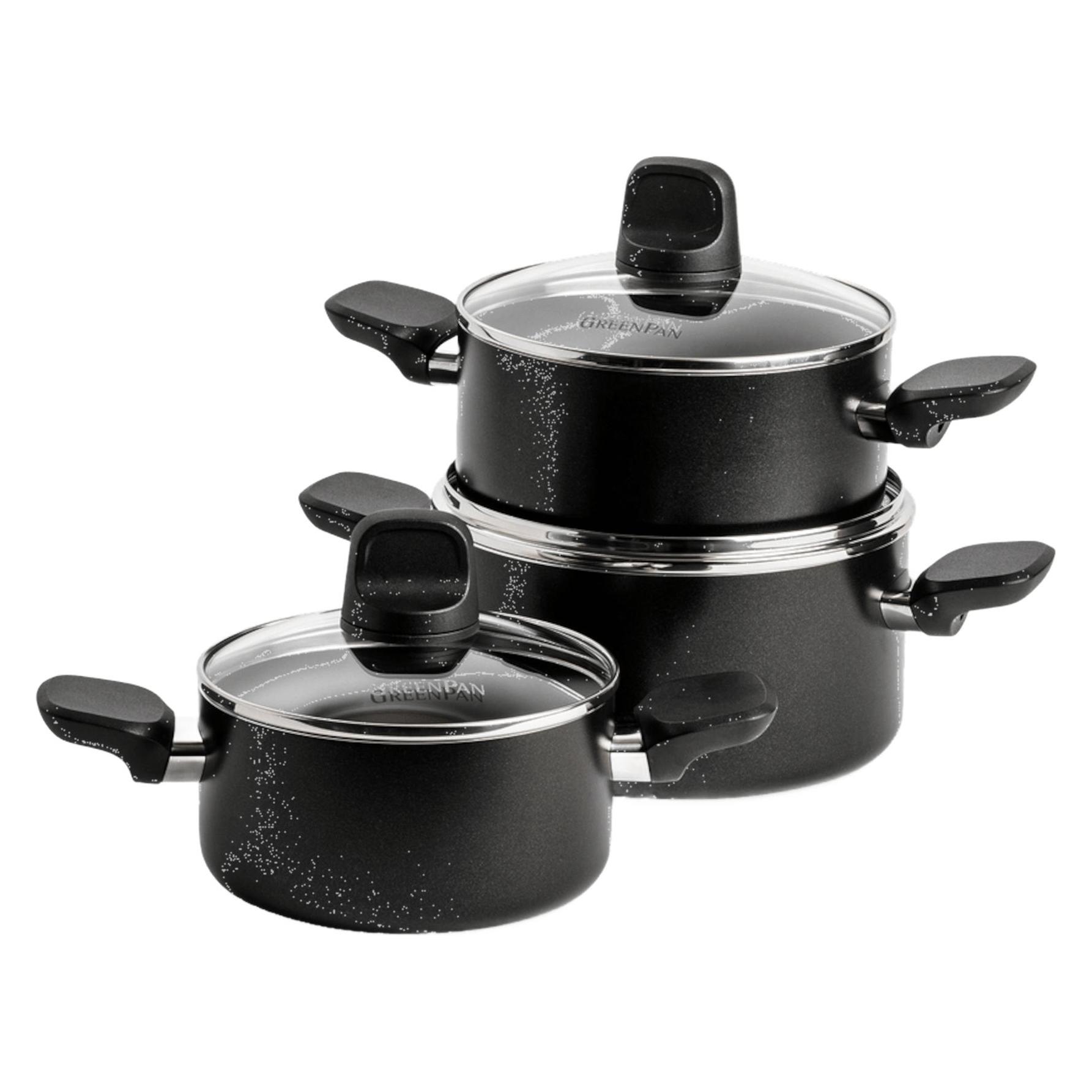 Greenpan Memphis Keramische Breakout Set - 3-delig - Pfas-vrij, Pan + Steelpan, Zwart