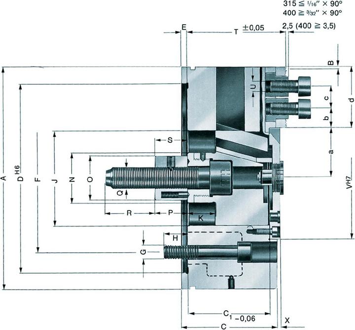 Produktbild Röhm Kraftspannfutter KFD 130, 3-Backen, Standardausführung, Zylindrische Zentrieraufnahme