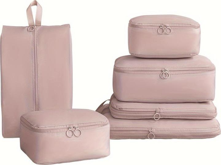 Only-Bags.Store 6-teiliges Set eleganter Polyester-Packwürfel, komprimierbare Reiseorganisationstaschen für Gepäck