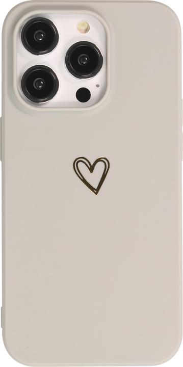 Produktbild PhoneLook Hülle Silikon matt Herzdesign gold (Apple iPhone 15 Pro)