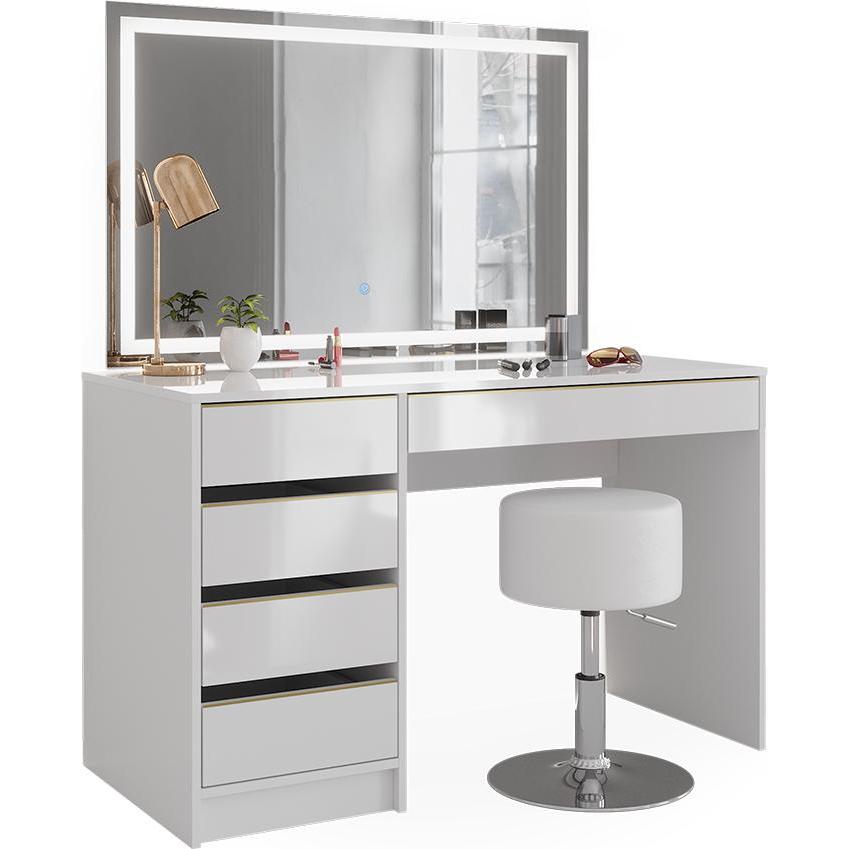 Vicco, Schminktisch, Sherry mit Hocker und Beleuchtung (120 x 75 x 55 cm)