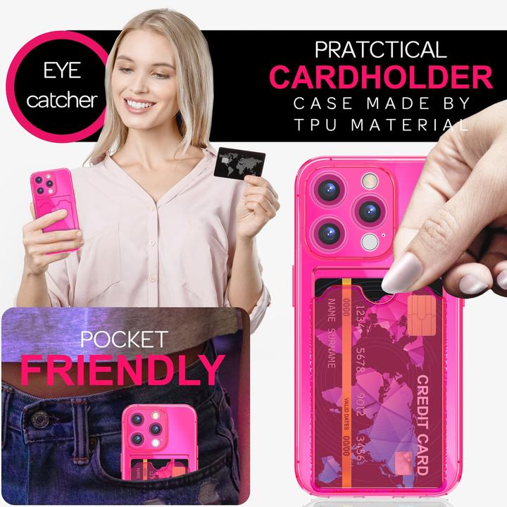 Immagine prodotto Nalia Portacarte trasparente in silicone trasparente al neon (Apple iPhone 16 Pro Max)