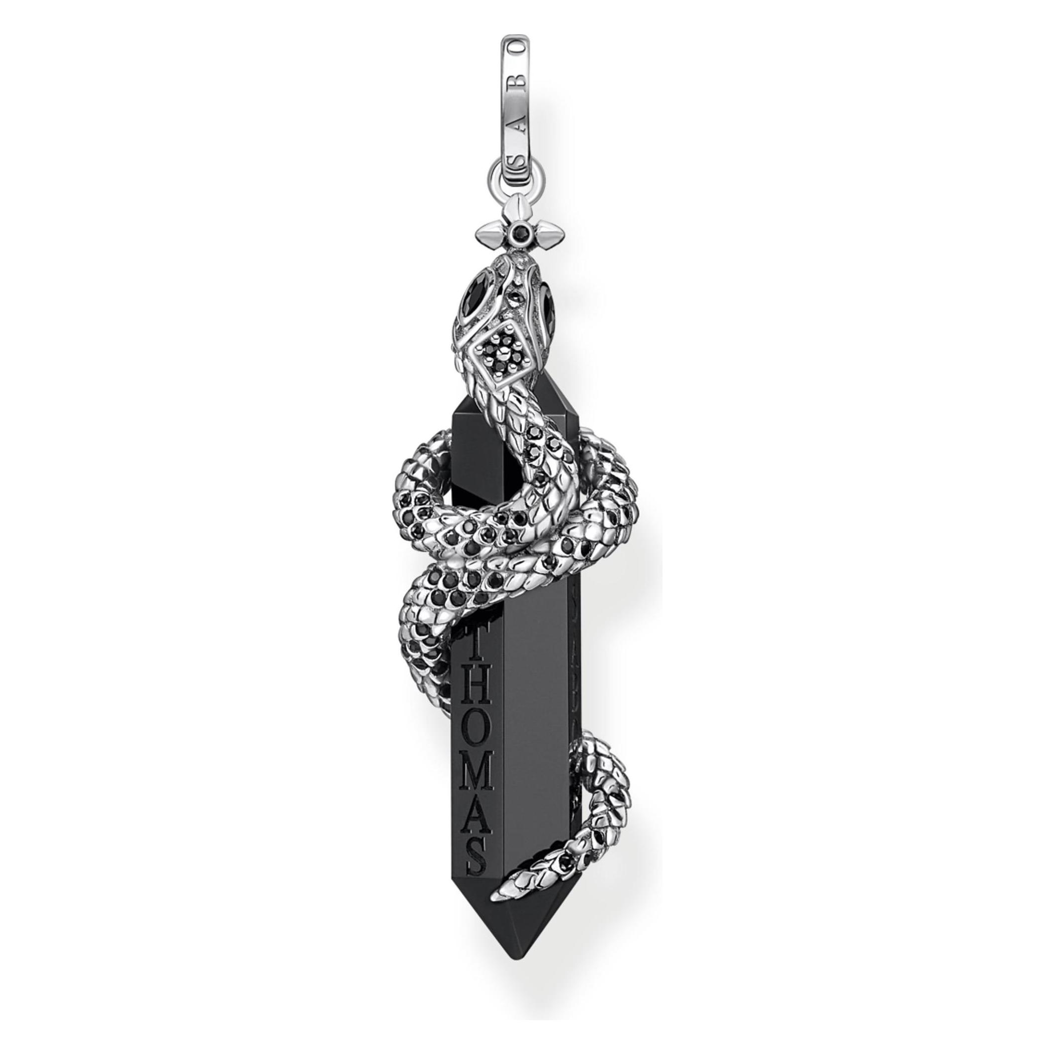 Thomas Sabo, Kettenanhänger, AnhÃ¤nger Onyx Mit Schlange, (925er Silber)