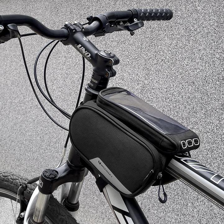 Produktbild Wozinsky Rahmenfahrradtasche + abnehmbare Handyhülle bis 6,5" 1,5L schwarz (WBB7BK) (1.50 l, Rahmentasche)