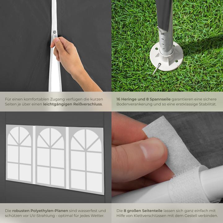 Actual product image tectake Pavillon Miramas mit 8 Seitenteilen, wasserdicht, 9x3m (900 cm, 300 cm)