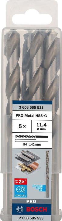 Actual product image Bosch Professional Zubehör PRO Metal HSS-G twist drill, 11.4 x 94 x 142 mm (11.4 mm)