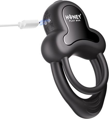 Actual product image Honey Play Box Anello Vibrating Double Cock Ring Black