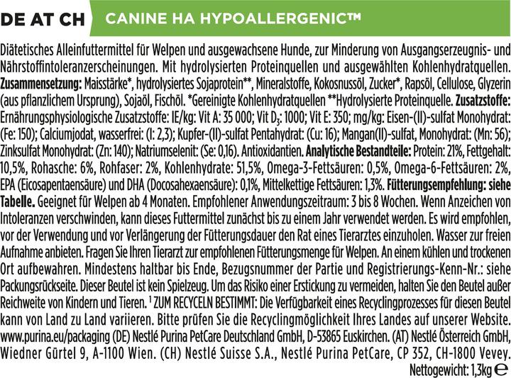 Image du produit Purina ONE Nourriture pour chiens PPVD HA hypoallergénique (Chiot + chaton, 1 pcs, 1300 g)