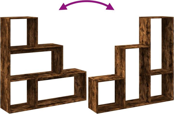 Produktbild VidaXL Raumteiler Bücherregal Standregal Treppenregal 3 Stufen Räuchereiche (123 x 29 x 123 cm)