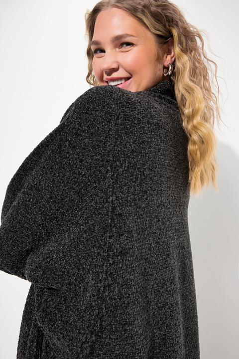 Produktbild Ulla Popken Chenille-Strickjacke, Oversized, V-Ausschnitt, offene Form (50, 52)