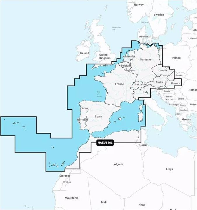 Produktbild Navionics Navigationskarte + large sd - westeuropa - zentral platinum