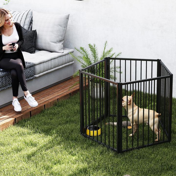Actual product image PawHut Welpenauslauf Stahl Schwarz (Dog kennel)