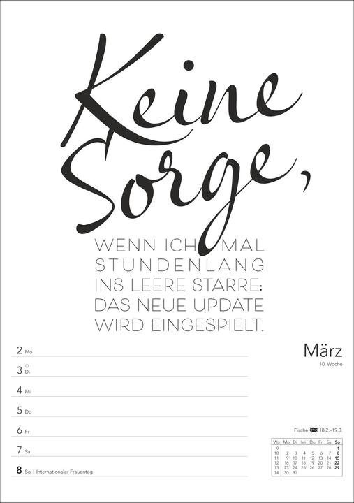 Produktbild Harenberg Typo-Sprüche-Kalender s/w Wochenplaner 2026 - mit 53 witzigen Sprüchen (25 x 35.5 cm)
