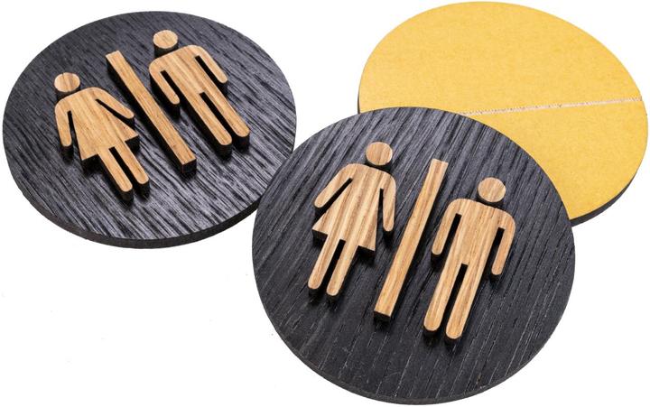 La Mia! Self-adhesive door sign - Oiled oak on black oak - Woman and man FSC® -
