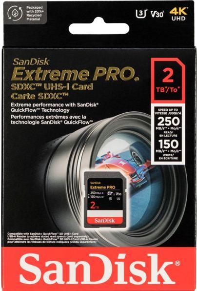 Actual product image Sandisk Extreme PRO UHS-I V30 (2000 GB, SDXC, U3, UHS-I)