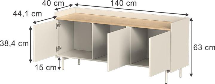 Produktbild Vichy Lowboard Velina, Creme/Eiche, 140 x 63 cm mit 3 Türen