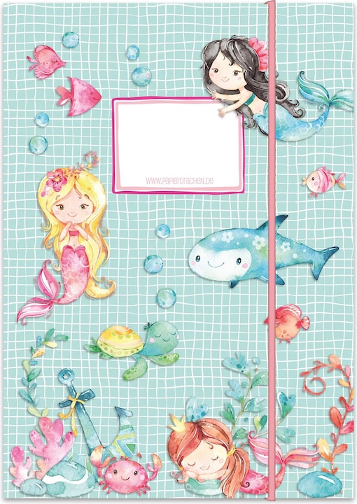 Produktbild Papierdrachen Schulmappe 2er Set DIN A4 - Meerjungfrau (VE 4) (A4, 2 x)