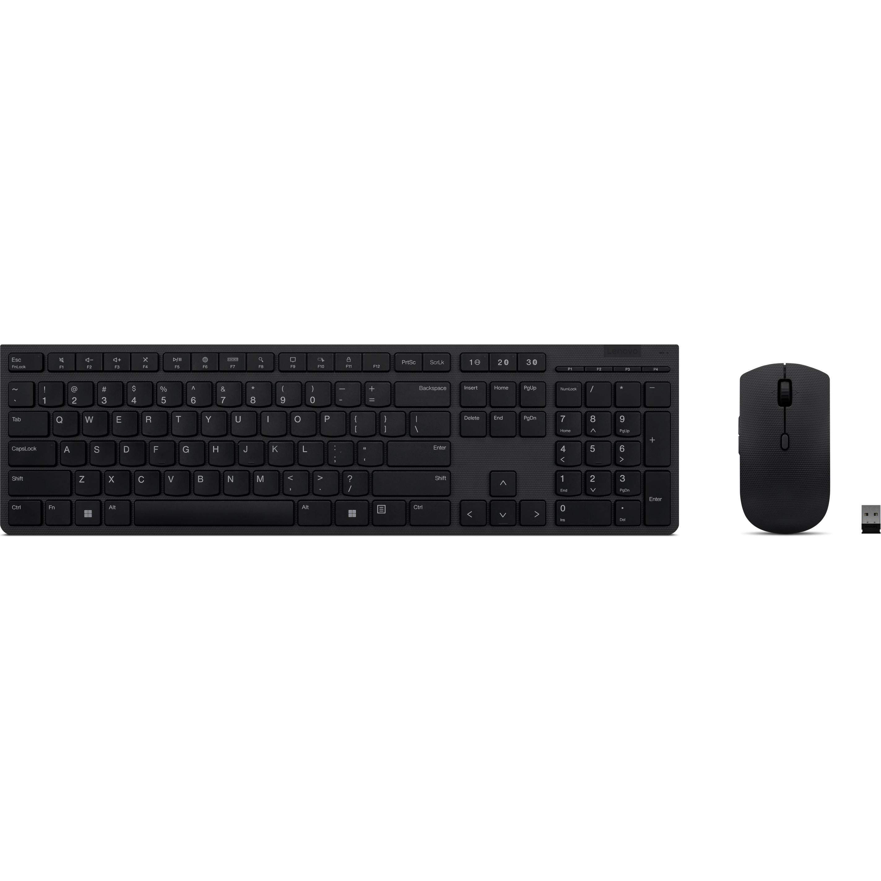 Lenovo TAS+Maus wireless - Professional Rechargeable US ENG (US, Kabellos), Tastatur, Grau