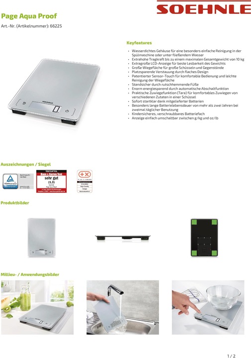 Image du produit Soehnle Échelles de cuisine
