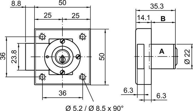 Produktbild Dormakaba KABA 8 Aufschraub-Riegelschloss 1074 DM25 ohne Zylinder