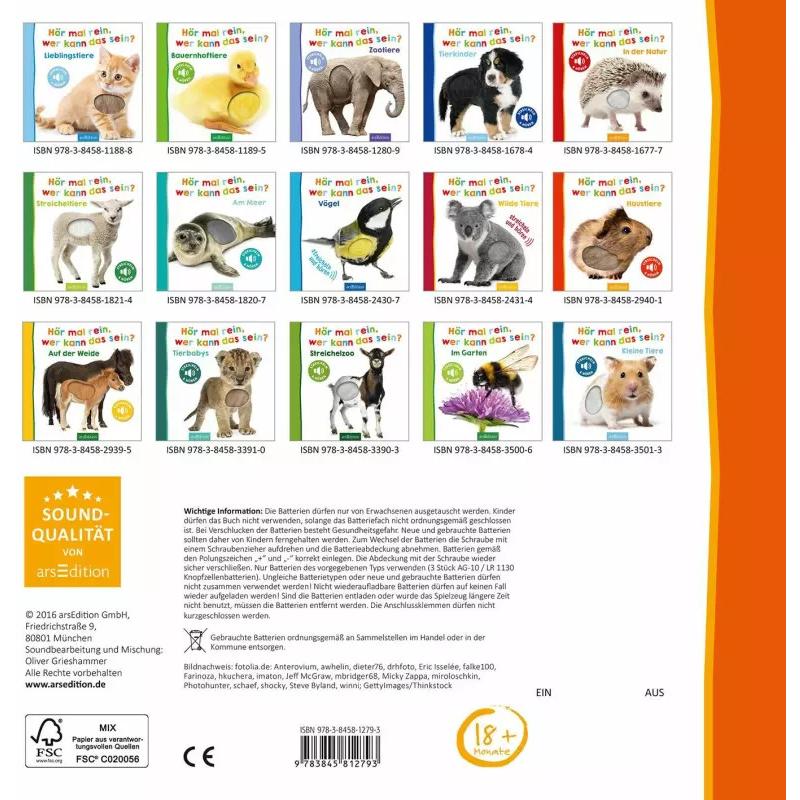 Thumbnail - Ars Edition, Babybücher, Hör mal rein, wer kann das sein? - Waldtiere (Deutsch)