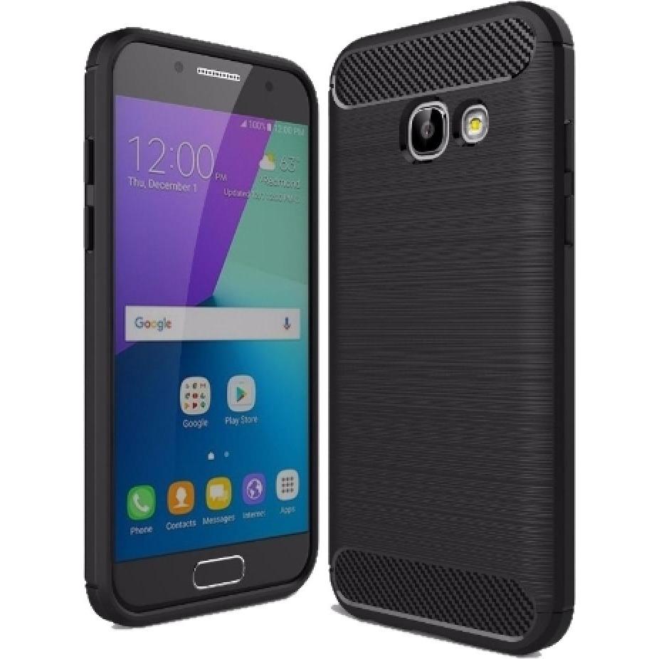 Screenguard Samsung Galaxy A3 2017 Hülle Carbon Brushed Soft TPU (Samsung Galaxy A3 (2017)), Smartphone Hülle, Schwarz