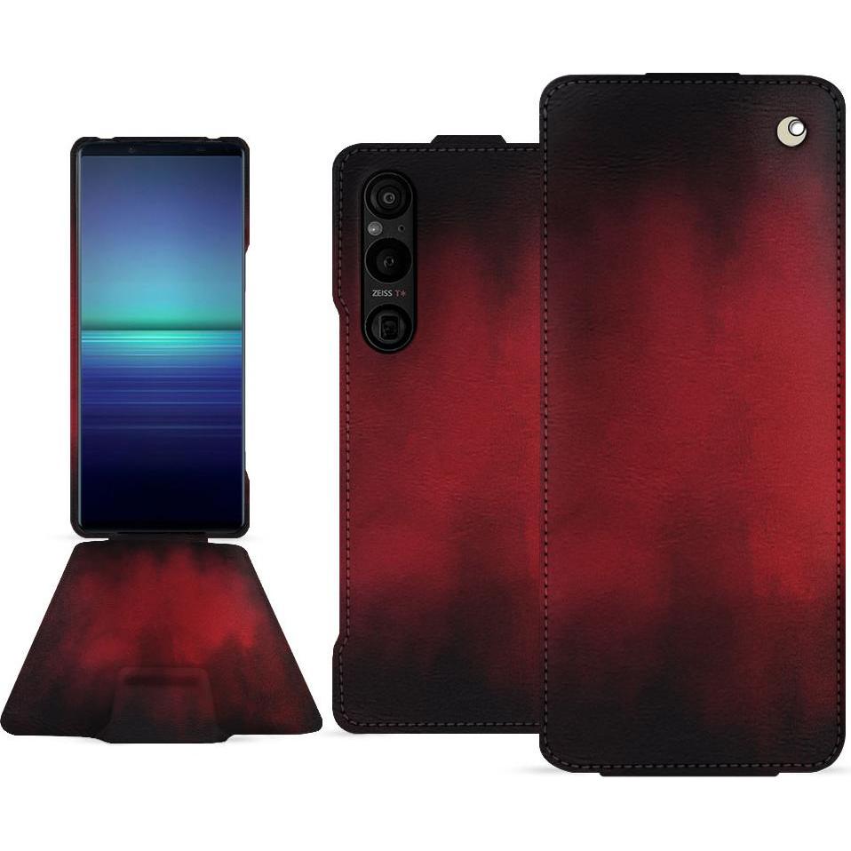 Noreve Lederschutzhülle vertikal (Sony Xperia 1 V), Smartphone Hülle, Rot