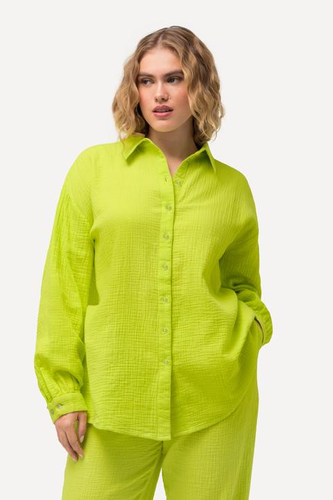 Immagine prodotto Ulla Popken Camicia in mussola dal taglio oversize con collo da camicia e maniche lunghe (58)