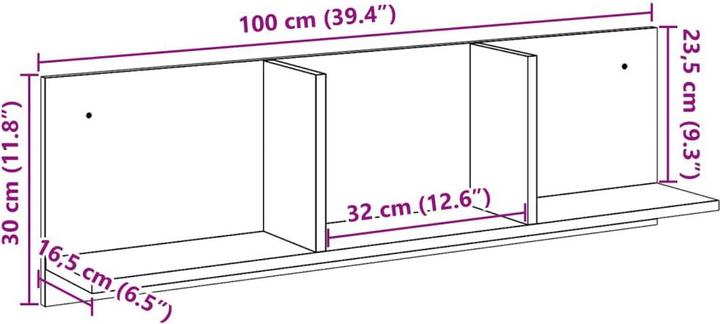 Actual product image vidaXL Wall cabinet (100 x 16.5 x 30 cm)