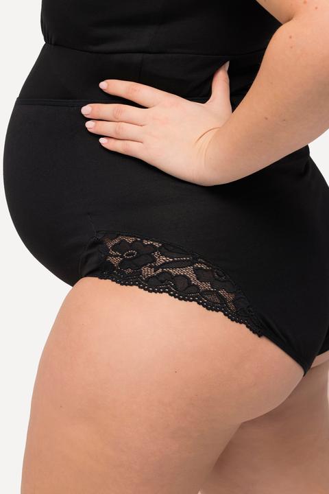 Actual product image Ulla Popken Bellieva Eco Cotton Lace Inset Stretch Brief Panty (50, 52)