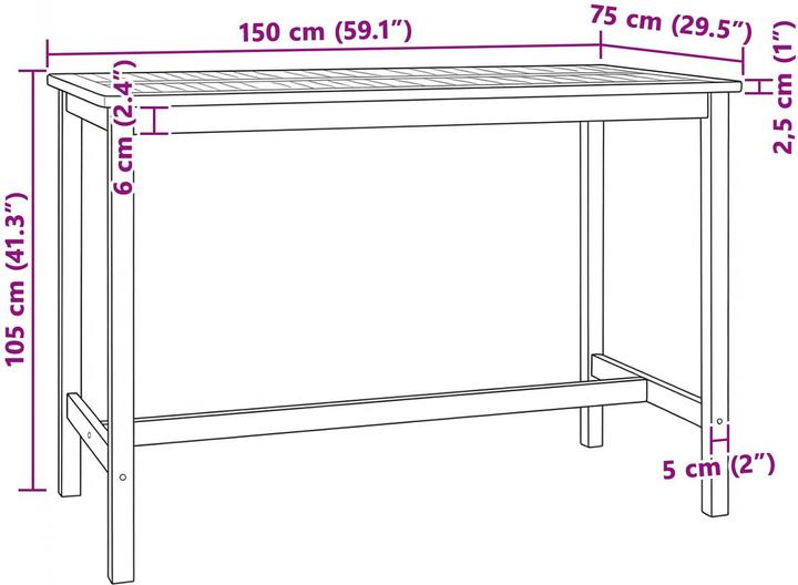 Produktbild vidaXL Bartisch (150 x 75 x 105 cm)