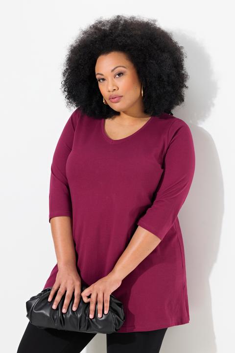 Produktbild Ulla Popken Longshirt, A-Linie, V-Ausschnitt, 3/4-Arm (68)