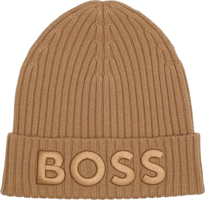 Actual product image BOSS Lara Embroidered Logo Ribbed Beanie (One size)