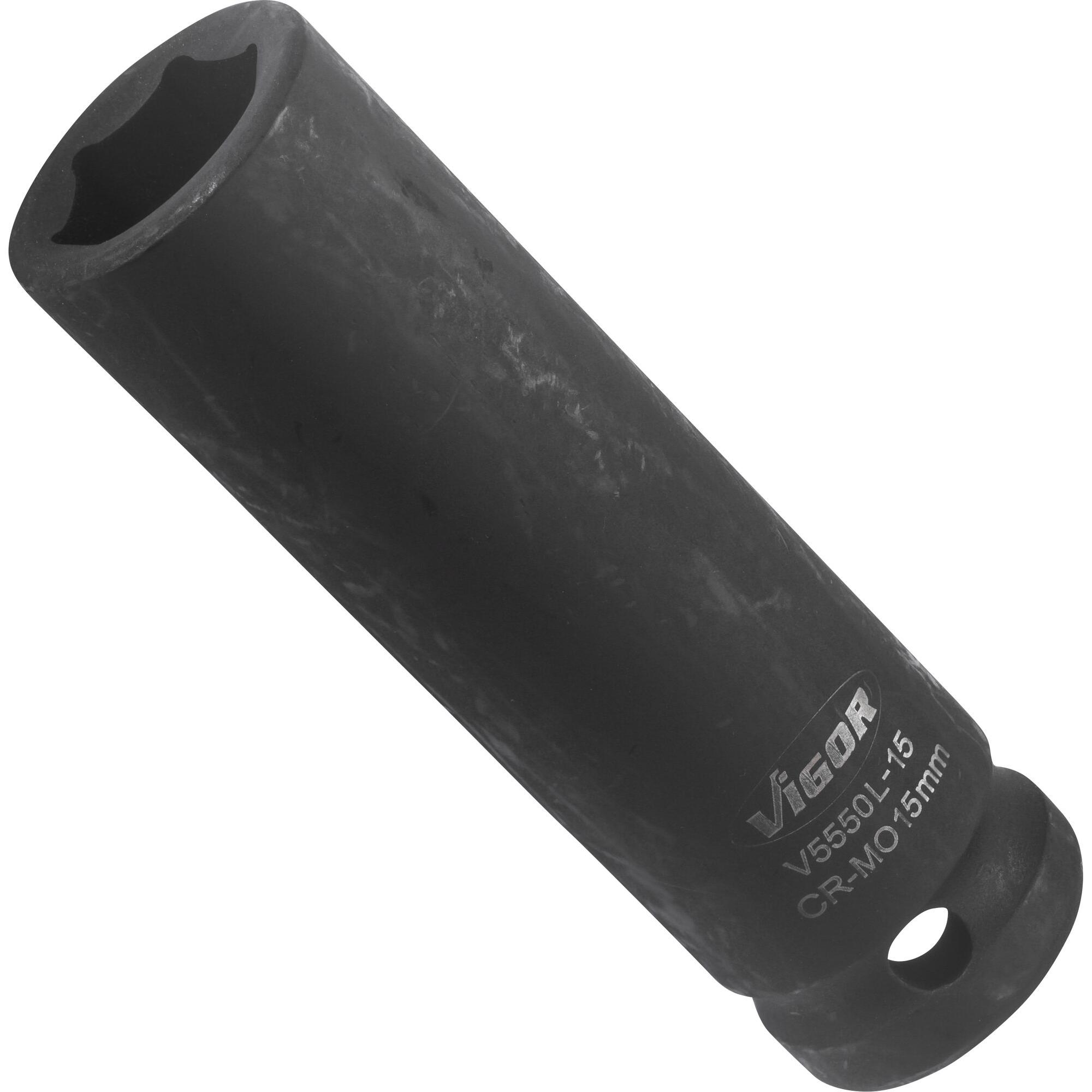 Vigor, Steckschlüssel + Stecknuss, Kraftsteckschlüssel lang 1/2" SW 15 (15 mm)