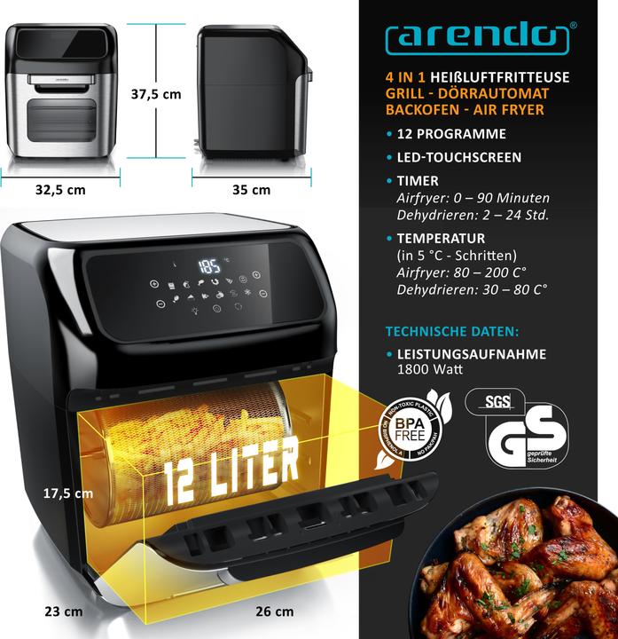 Actual product image Arendo Hot air fryer