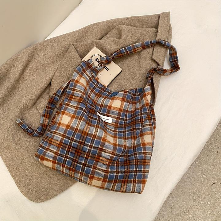 Immagine prodotto Only-Bags.Store Borsa a tracolla casual a scacchi con chiusura magnetica, tracolla regolabile e fodera in