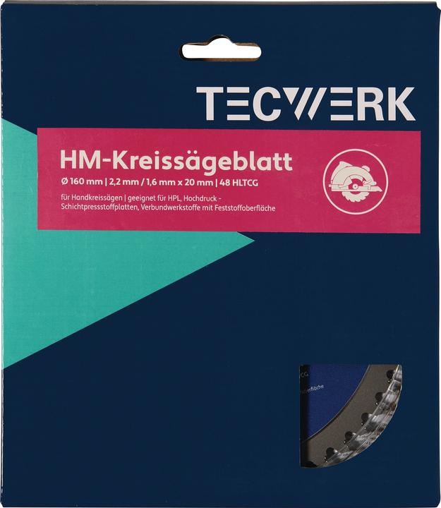 Actual product image Tecwerk Handkreissägeblatt Aussen-Ø 165 mm Zähnezahl 48 HLTCG Bohrung 20 mm Schnittbreite 2,6 mm