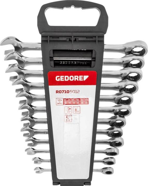 Actual product image Gedore Red Combination ratchet open-end spanner set metric 12 pieces (19 mm, 12 mm, 14 mm, 16 mm, 10 mm, 18 mm, 17 mm, 11 mm, 15 mm, 8 mm, 9 mm, 13 mm)