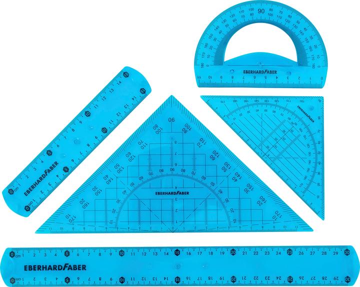 Produktbild Geometrieset 5-teilig flexibel blau (37.30 cm, Kunststoff)