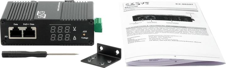 Actual product image Exsys Industrial PoE++ Gigabit Splitter 50W (802.3af (PoE), 802.3at (PoE+), 802.3bt (PoE++), 50 W)