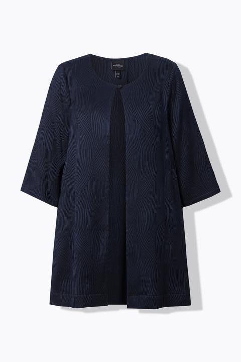 Actual product image Ulla Popken Textured 3/4 Sleeve Cardigan (54)