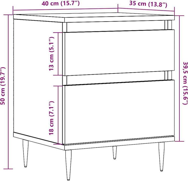 Immagine prodotto vidaXL Nachttisch (40 x 35 x 50 cm)