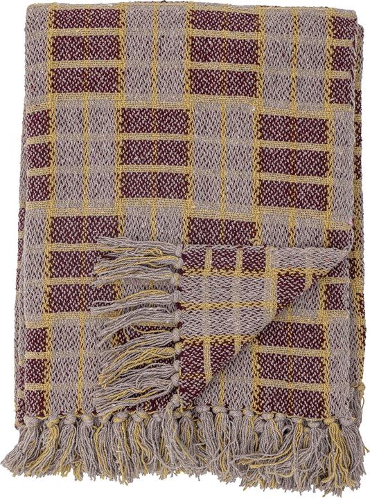 Bloomingville Mody Throw, rosso, cotone riciclato (160 x 130 cm)