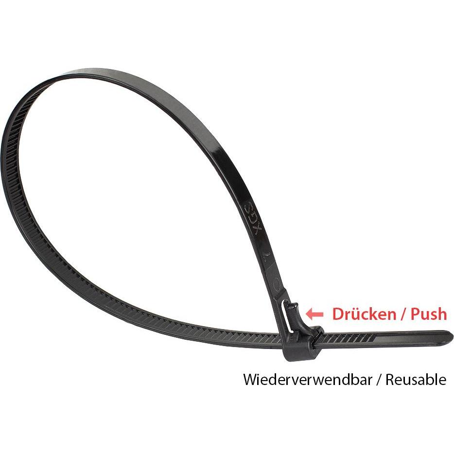 Good Connections, Kabelbinder, Kabelbinder 450 mm x 7,4 mm schwarz 100 Stück (Kunststoffkabelbinder, 450 mm, 100 Stk.)
